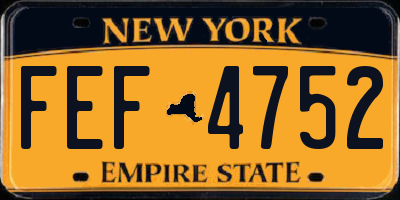 NY license plate FEF4752