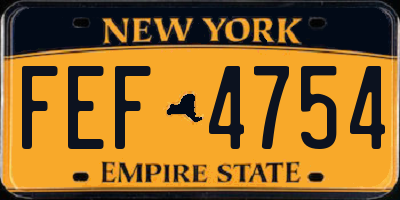 NY license plate FEF4754
