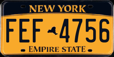 NY license plate FEF4756