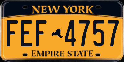 NY license plate FEF4757