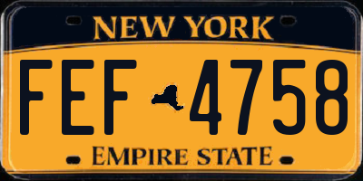 NY license plate FEF4758