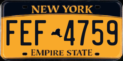 NY license plate FEF4759