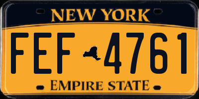 NY license plate FEF4761