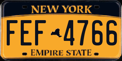 NY license plate FEF4766