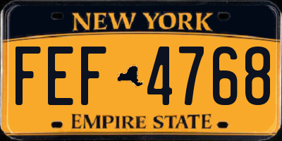 NY license plate FEF4768