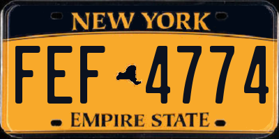 NY license plate FEF4774