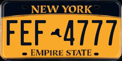 NY license plate FEF4777