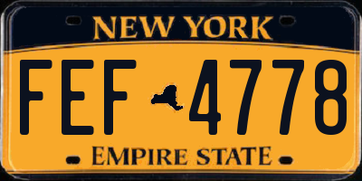 NY license plate FEF4778