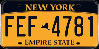 NY license plate FEF4781