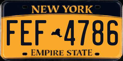NY license plate FEF4786