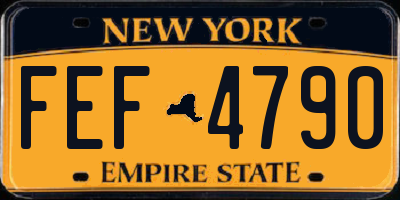 NY license plate FEF4790