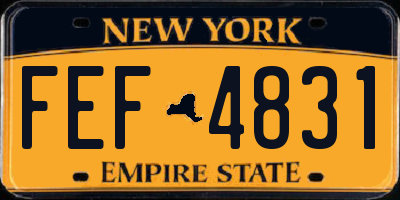 NY license plate FEF4831