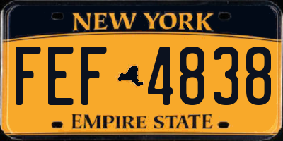 NY license plate FEF4838