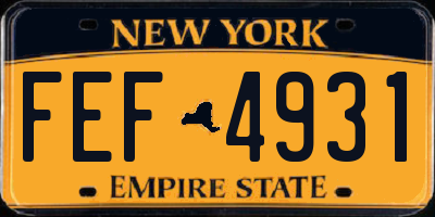 NY license plate FEF4931