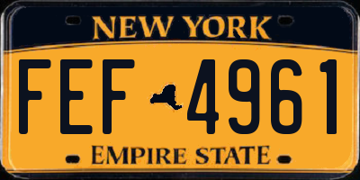 NY license plate FEF4961
