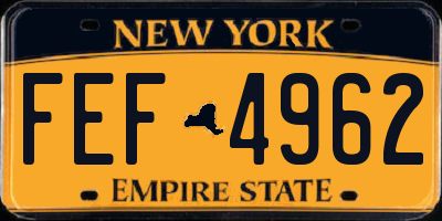 NY license plate FEF4962