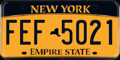 NY license plate FEF5021