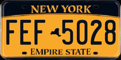 NY license plate FEF5028