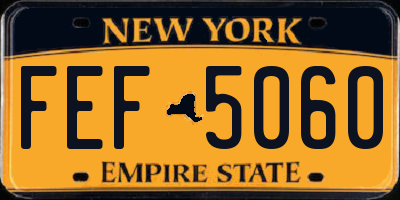 NY license plate FEF5060