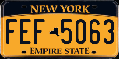 NY license plate FEF5063