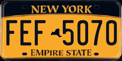 NY license plate FEF5070