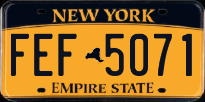 NY license plate FEF5071