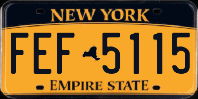 NY license plate FEF5115