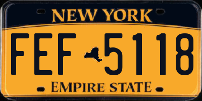NY license plate FEF5118