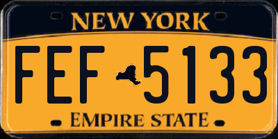 NY license plate FEF5133
