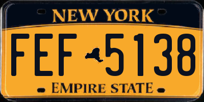 NY license plate FEF5138