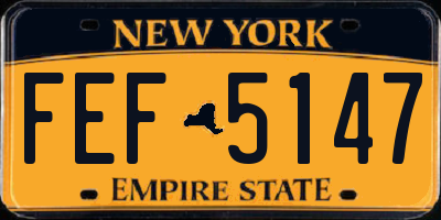 NY license plate FEF5147