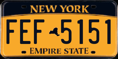 NY license plate FEF5151