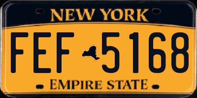 NY license plate FEF5168
