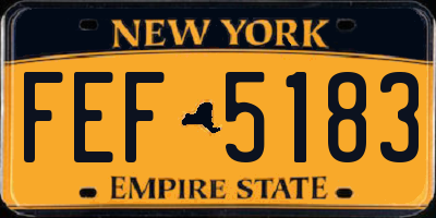 NY license plate FEF5183