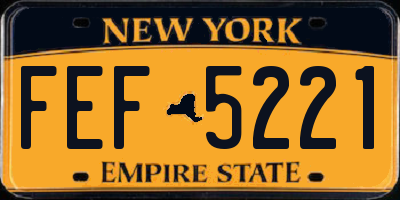NY license plate FEF5221