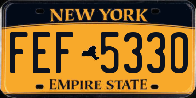 NY license plate FEF5330