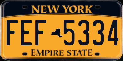 NY license plate FEF5334
