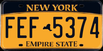 NY license plate FEF5374
