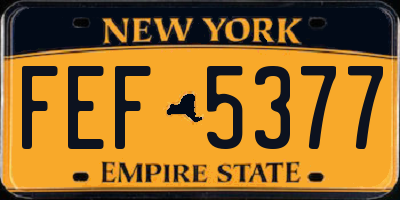 NY license plate FEF5377