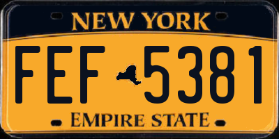 NY license plate FEF5381