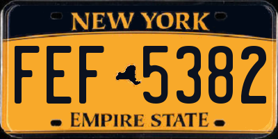 NY license plate FEF5382