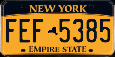 NY license plate FEF5385