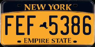 NY license plate FEF5386