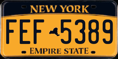 NY license plate FEF5389