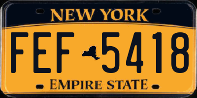 NY license plate FEF5418