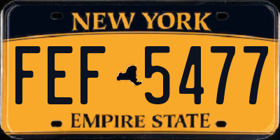 NY license plate FEF5477