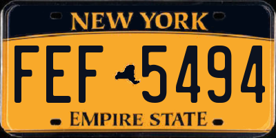 NY license plate FEF5494