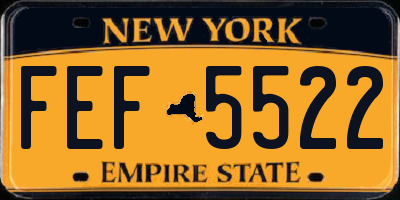 NY license plate FEF5522