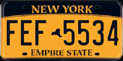 NY license plate FEF5534