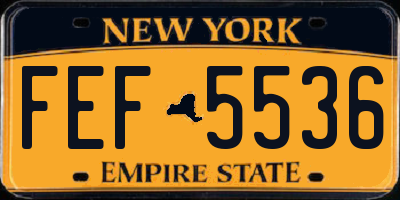 NY license plate FEF5536